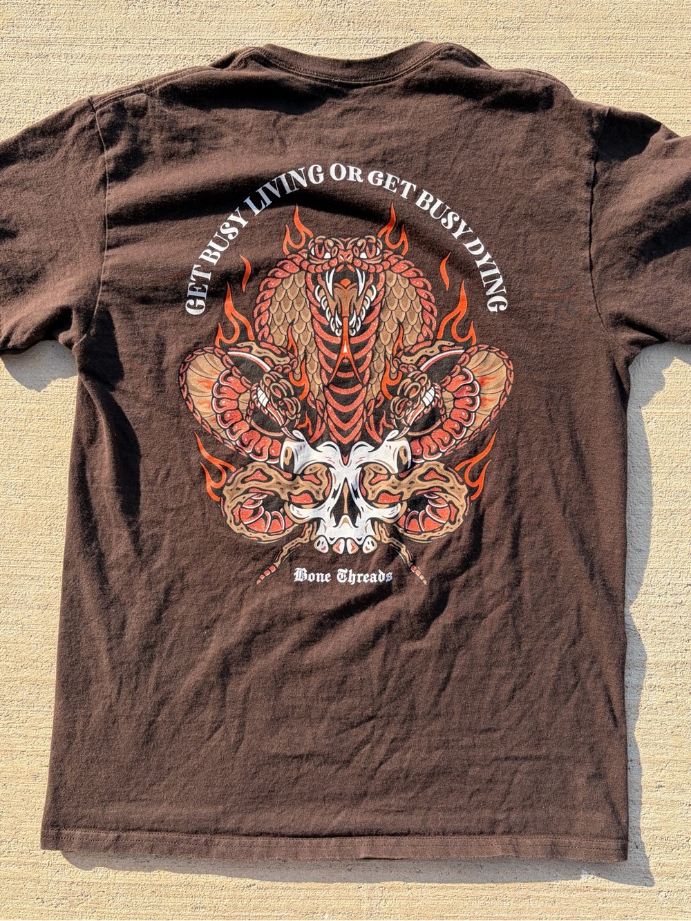 Bone Threads Graphic Tee – Cobra Skull Print